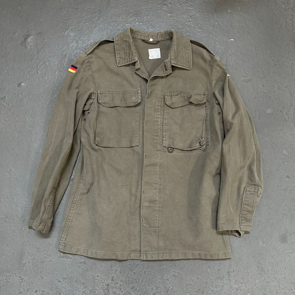 Olive German Flag Field Shirt Jacket Epaulettes Two Pockets
